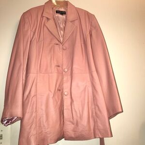Vintage 90s Women’s Oscar Piel Pink Genuine 100% Leather Jacket Coat Size 2XL